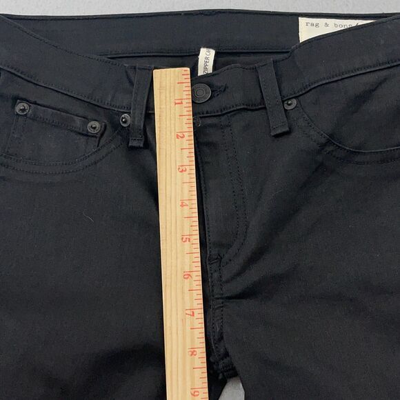 RAG & BONE‎ Jeans Women Size 26 Capri Black Dark Wash Denim Pants 28x26 Stretch - Picture 7 of 13
